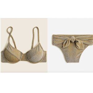 NWT J Crew 1993 underwire bikini top and Tie-waist bikini bottom in sparkle S